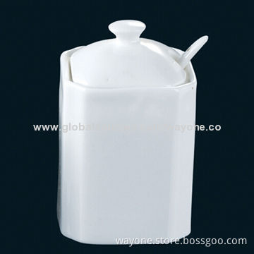 New Bone China Sugar Pot, Square Shape, Food-safe, Easy to Take Care, for Coffee/Tea Storage